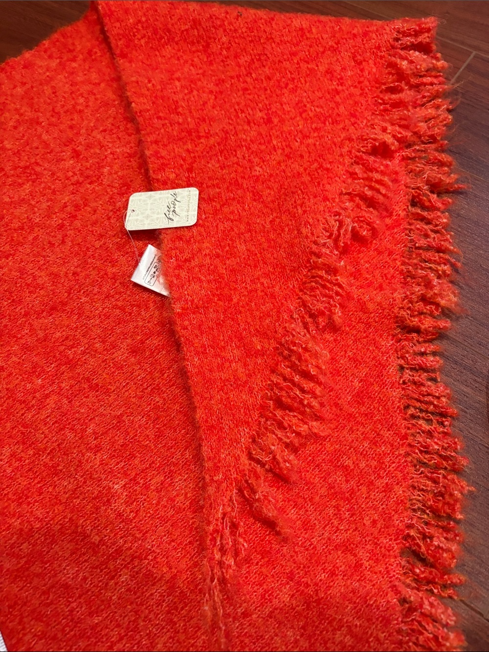 Free People ForeverTribeca Fringe Shawl. Electric Orange. - Picture 9 of 11